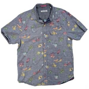 Tommy Bahama Hawaiian Striped Button Up Palm Versational‎ Men's Size Medium